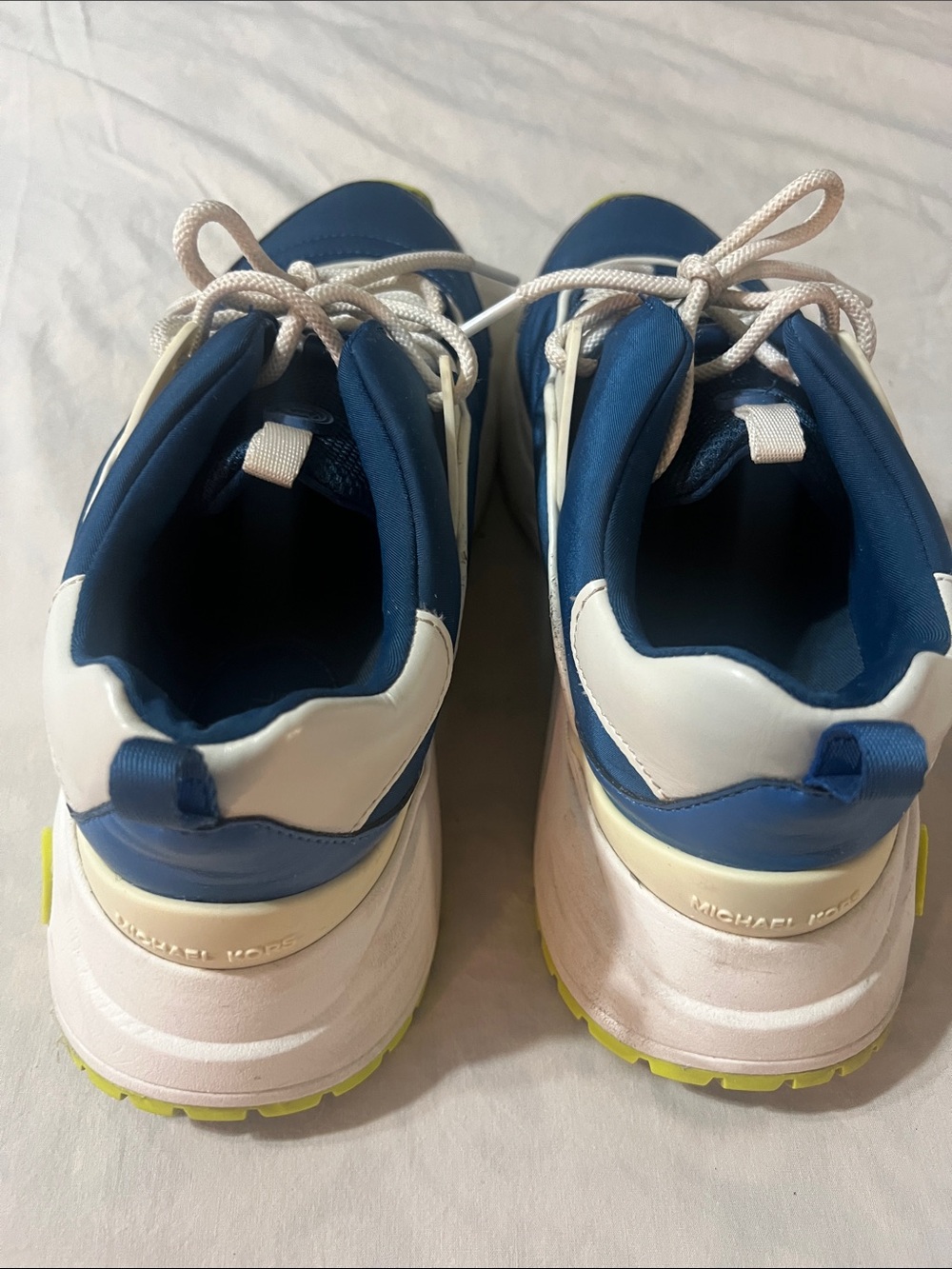 Michael Kors Navy Blue, White & Lime Accent Sneakers